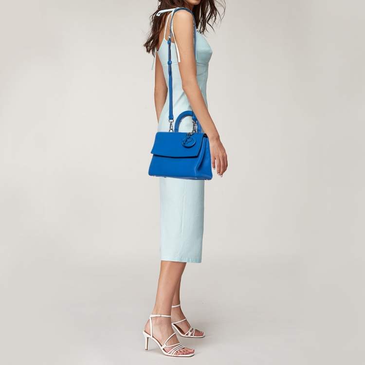 Pre Owned Dior Blue Leather Small Be Dior Flap Top Handle Bag