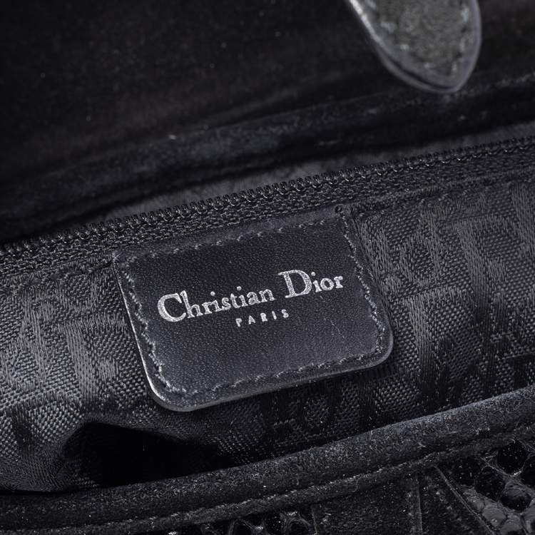 Pre Owned Dior Black Snakeskin and Suede Saddle Bag