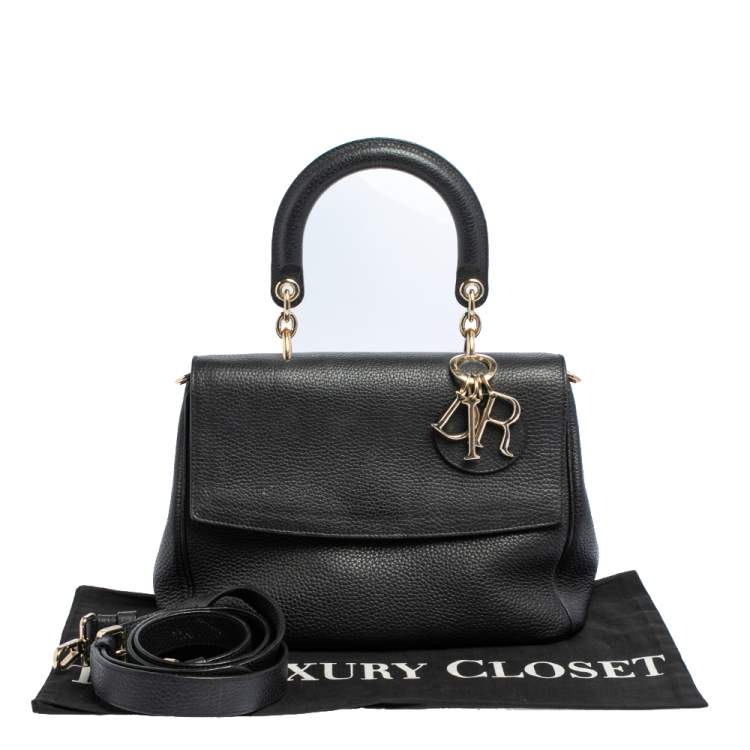 Pre Owned Dior Black Leather Small Be Dior Flap Top Handle Bag