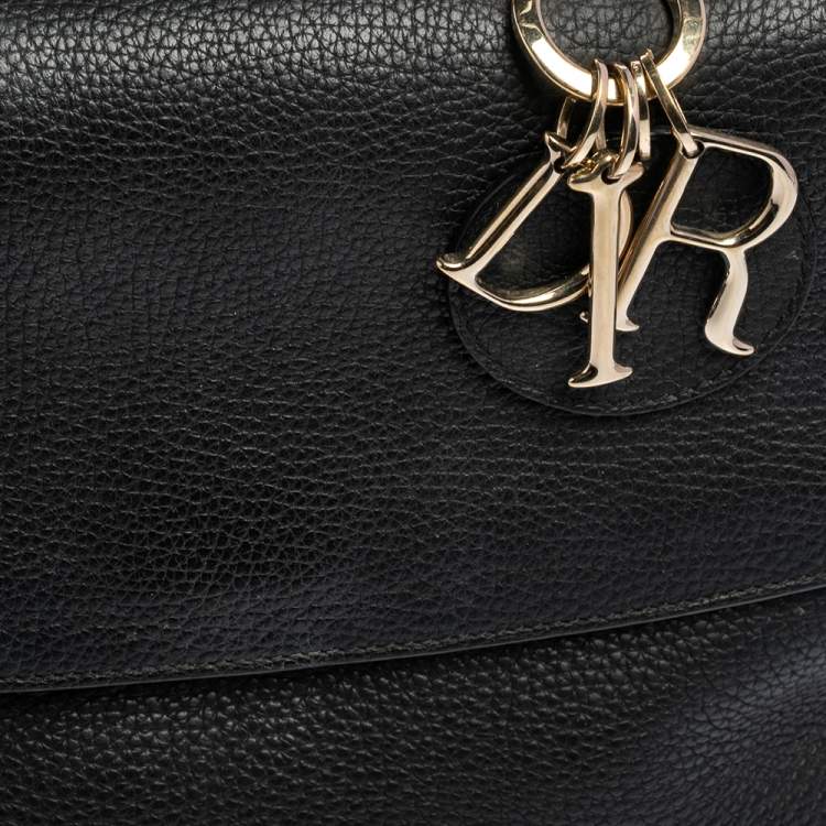 Pre Owned Dior Black Leather Small Be Dior Flap Top Handle Bag
