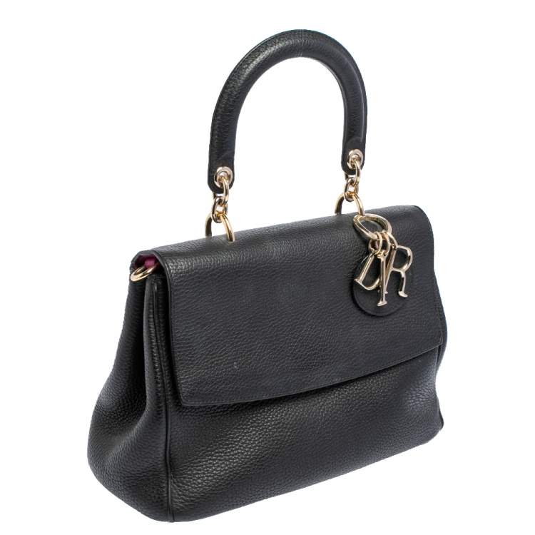 Pre Owned Dior Black Leather Small Be Dior Flap Top Handle Bag