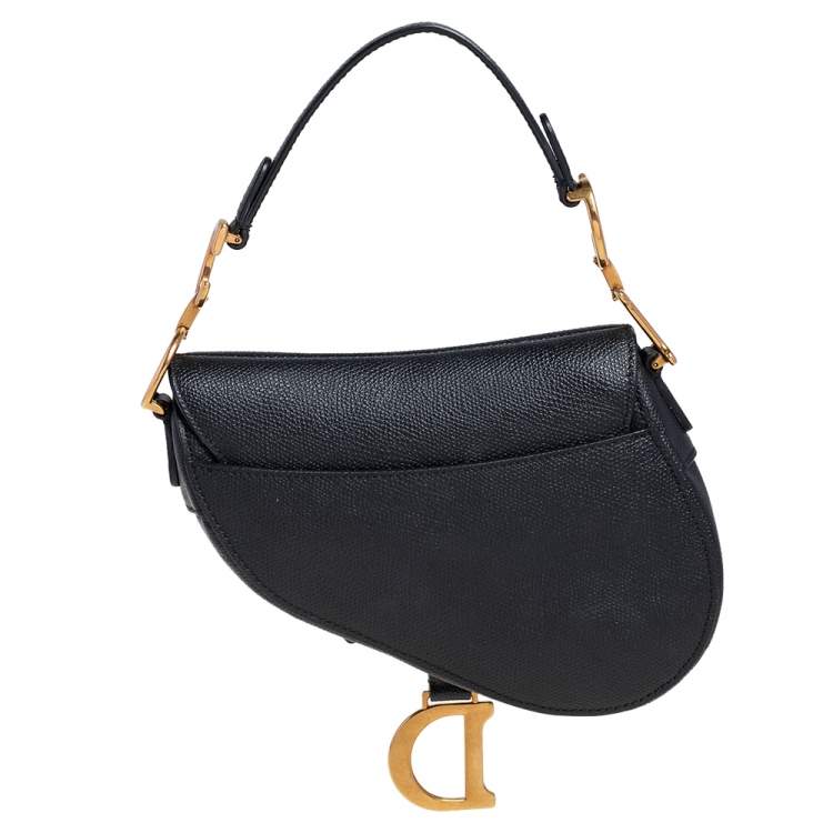 Pre Owned Dior Black Leather Mini Saddle Bag