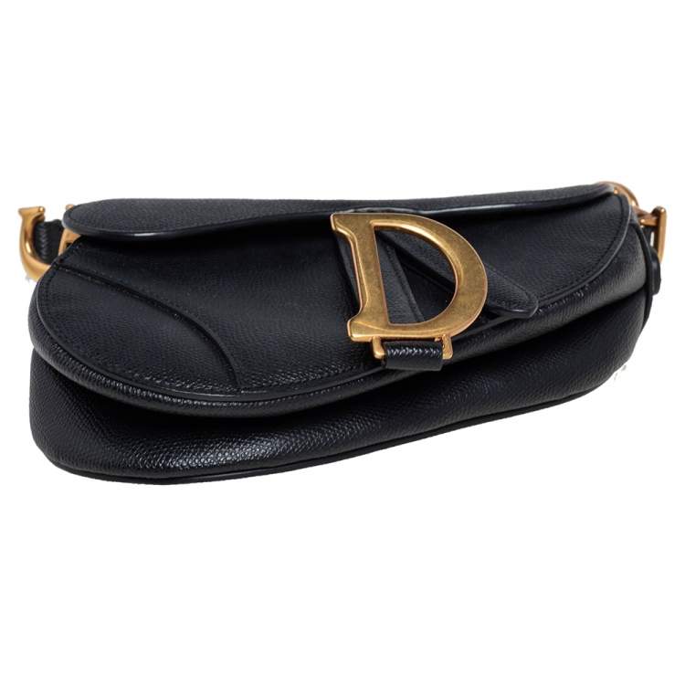 Pre Owned Dior Black Leather Mini Saddle Bag