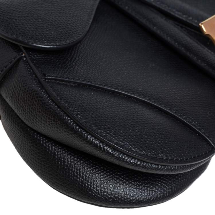 Pre Owned Dior Black Leather Mini Saddle Bag