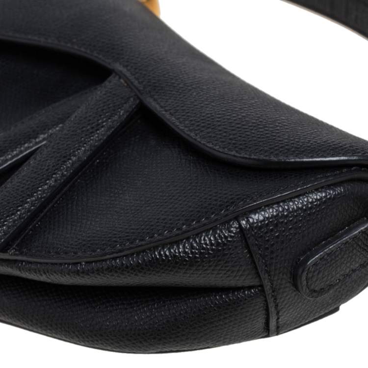 Pre Owned Dior Black Leather Mini Saddle Bag