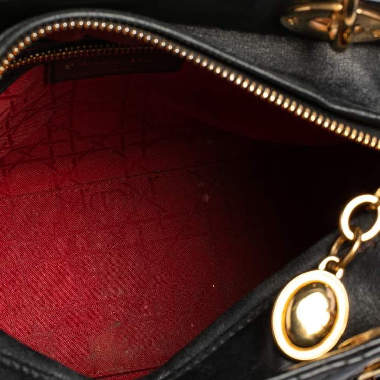 Pre Owned Dior Black Cannage Leather Medium Lady Dior Tote