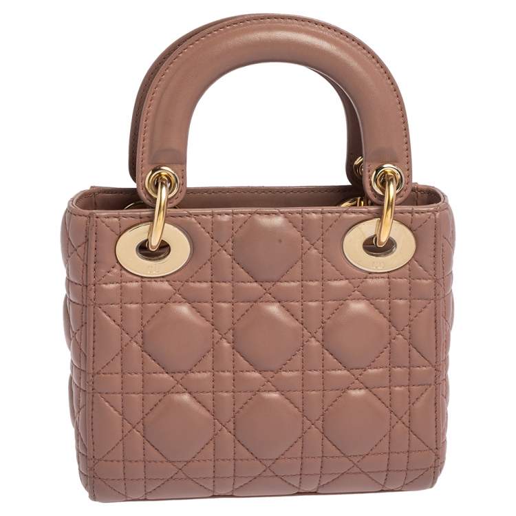 Pre Owned Dior Nude Leather Mini Lady Dior Tote