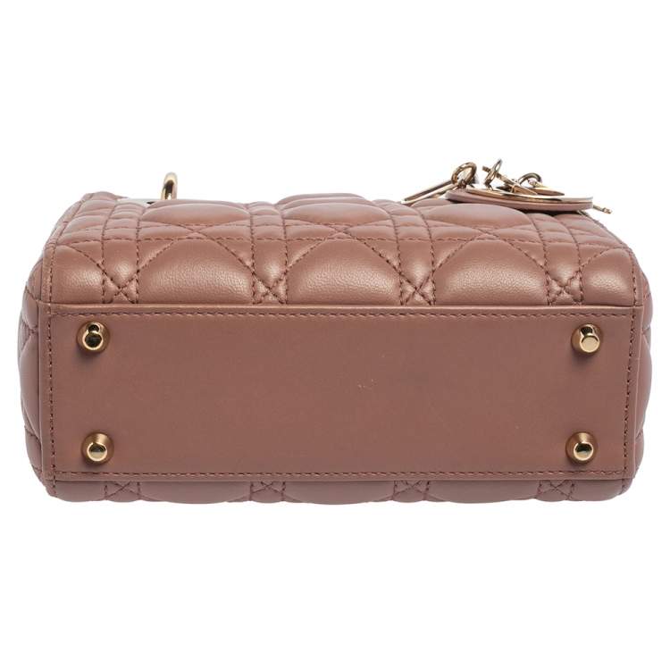Pre Owned Dior Nude Leather Mini Lady Dior Tote