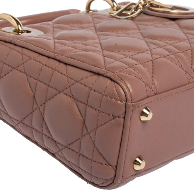 Pre Owned Dior Nude Leather Mini Lady Dior Tote