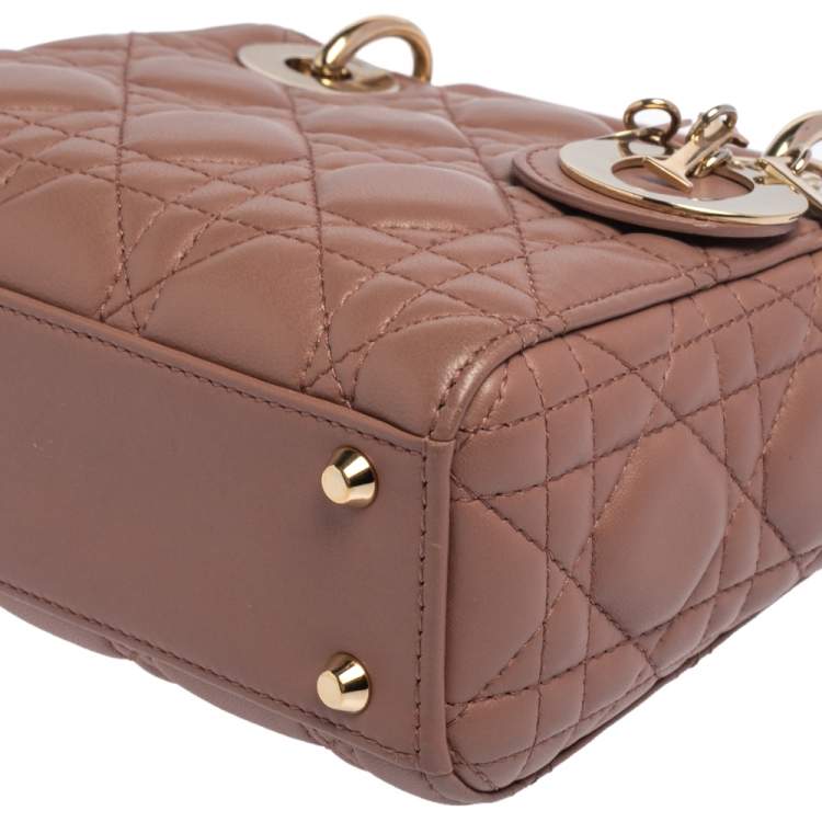 Pre Owned Dior Nude Leather Mini Lady Dior Tote