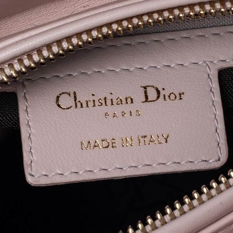 Pre Owned Dior Blush Pink Cannage Leather Medium Lady Dior Tote
