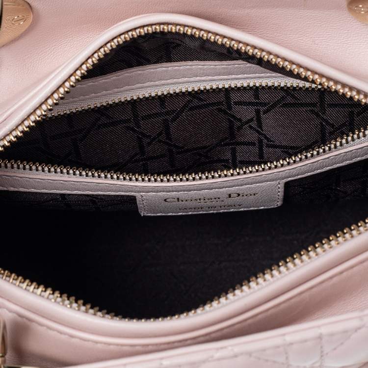 Pre Owned Dior Blush Pink Cannage Leather Medium Lady Dior Tote