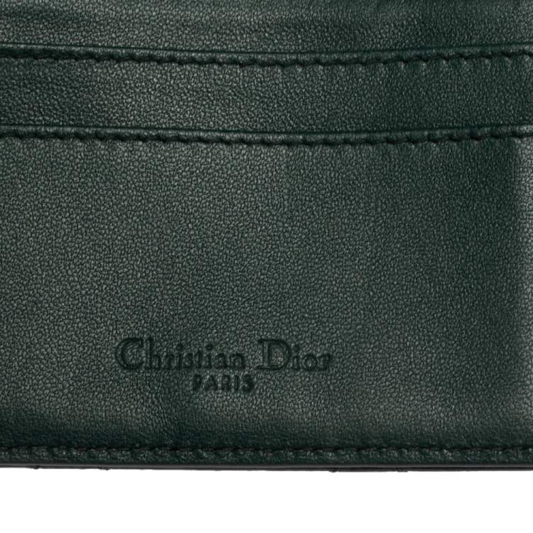 Pre Owned Dior Dark Green Cannage Leather Lady Dior Card Holder