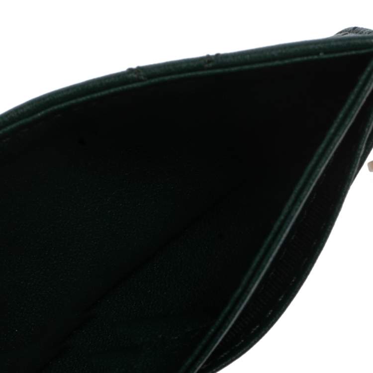 Pre Owned Dior Dark Green Cannage Leather Lady Dior Card Holder