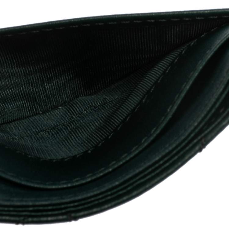 Pre Owned Dior Dark Green Cannage Leather Lady Dior Card Holder
