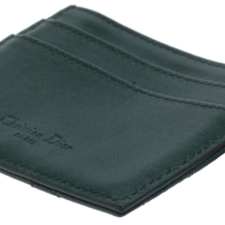 Pre Owned Dior Dark Green Cannage Leather Lady Dior Card Holder