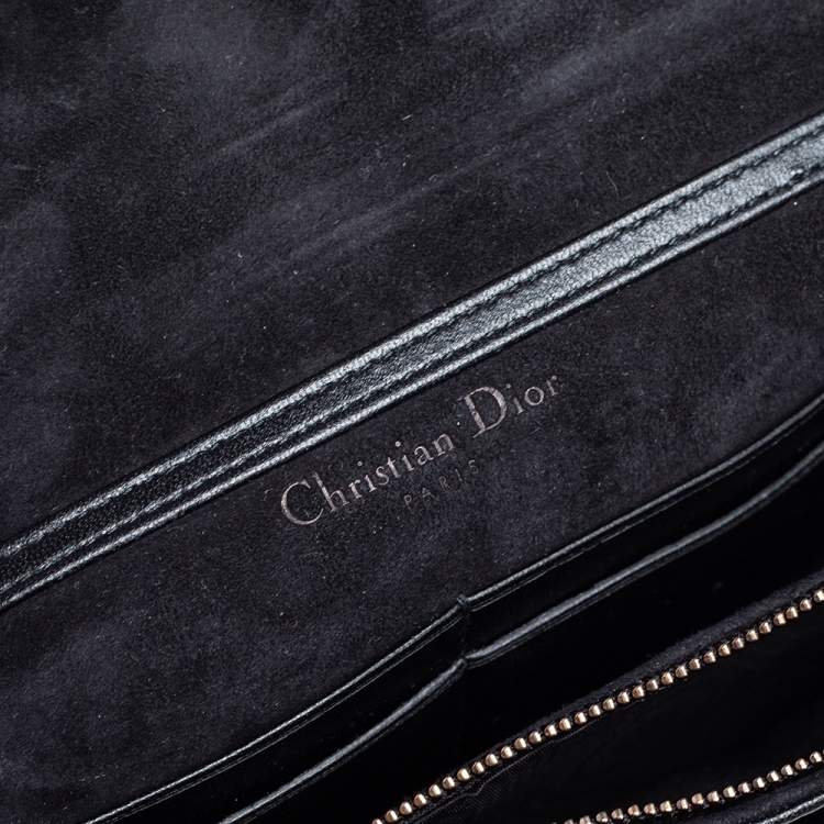 Pre Owned Dior Black Cannage Leather Dioraddict Wallet On Chain