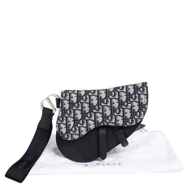 مملوكة مسبقًا Dior Beige/Black Oblique Canvas and Leather Saddle Wristlet Clutch
