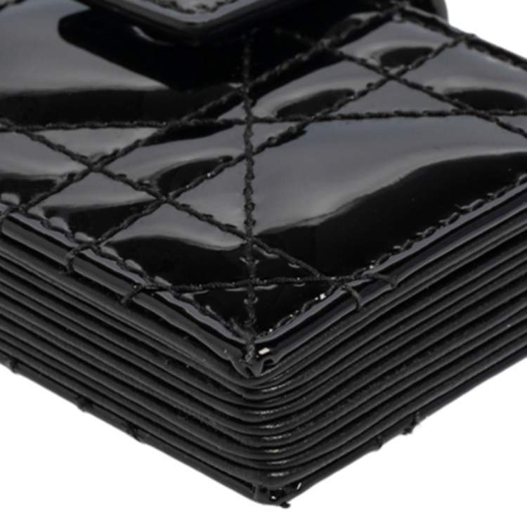 Pre Owned  Dior Black Cannage Patent Leather Lady Dior Gusset Card Case 