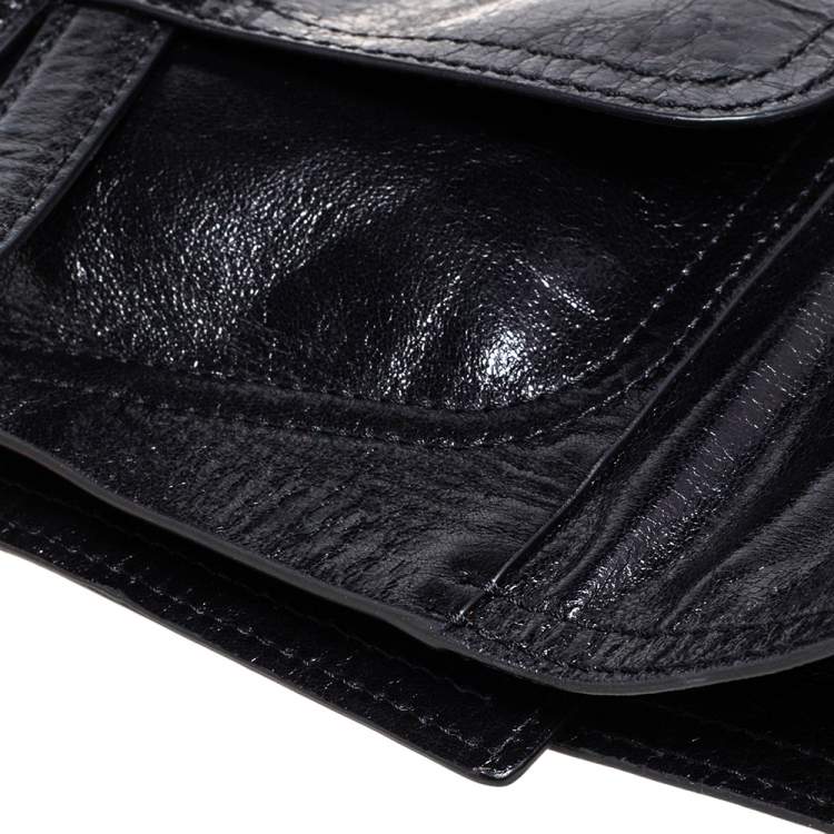 Pre Owned Dior Black Shine Leather Saddle Waist Belt Bag