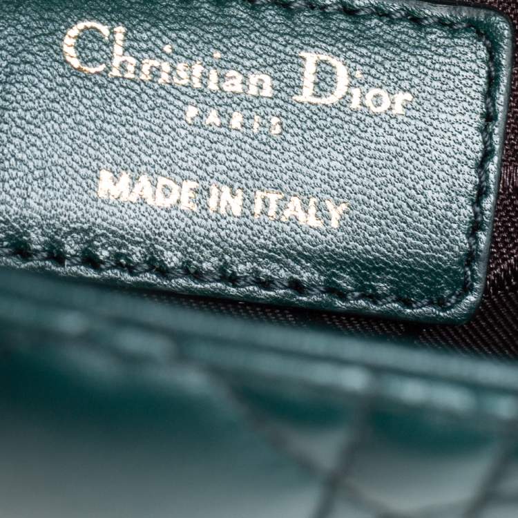 Pre Owned Dior Green Cannage Leather Small My Lady Dior Tote