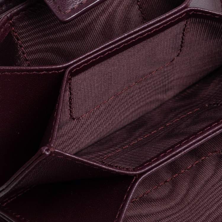 Pre Owned Dior Burgundy Cannage Leather Gusset Card Holder