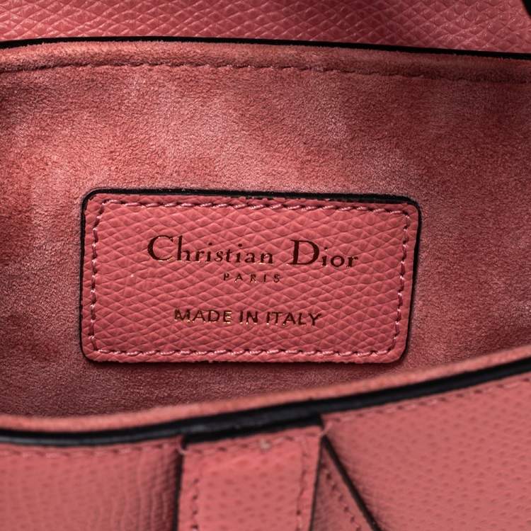Pre Owned Dior Pink Leather Mini Saddle Bag