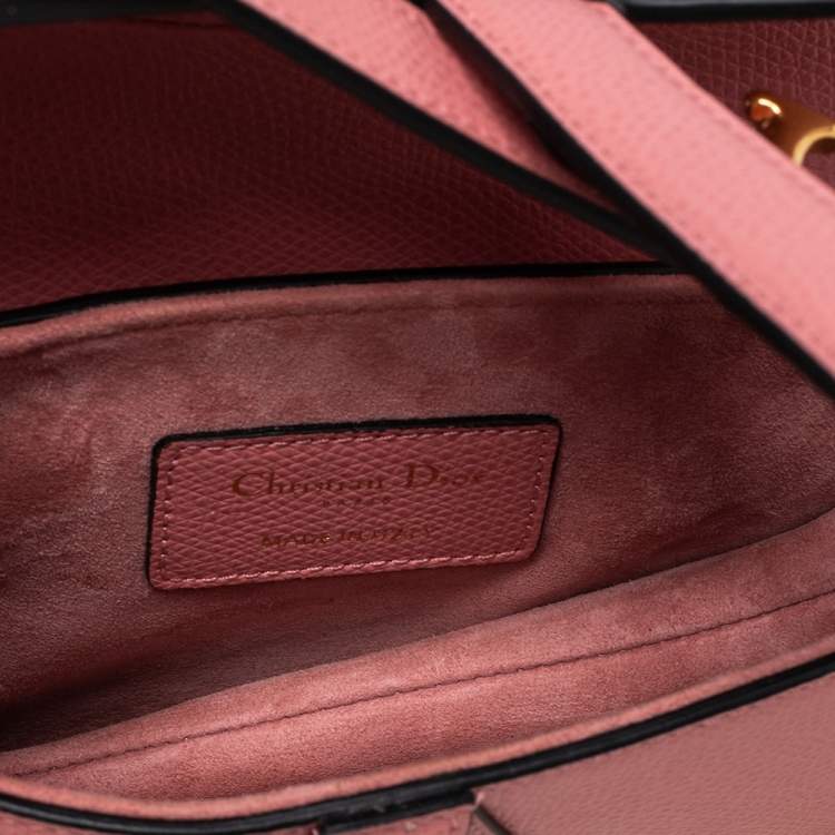 Pre Owned Dior Pink Leather Mini Saddle Bag