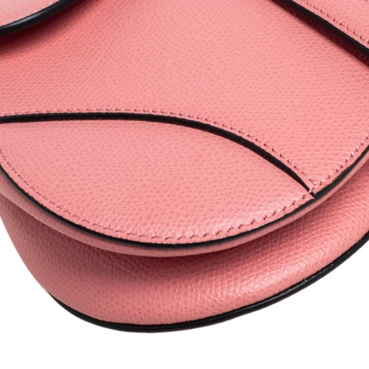 Pre Owned Dior Pink Leather Mini Saddle Bag