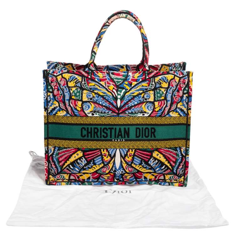 Pre Owned Dior Multicolor Embroidered Canvas Butterfly Book Tote