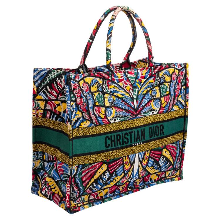 Pre Owned Dior Multicolor Embroidered Canvas Butterfly Book Tote