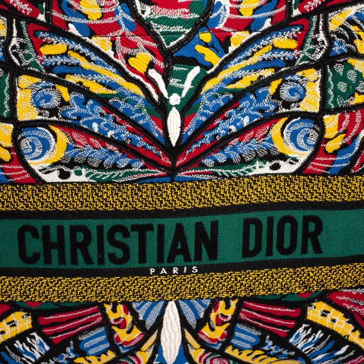 Pre Owned Dior Multicolor Embroidered Canvas Butterfly Book Tote