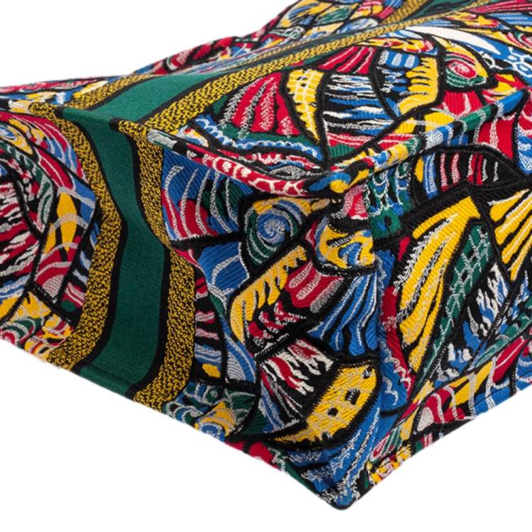 Pre Owned Dior Multicolor Embroidered Canvas Butterfly Book Tote