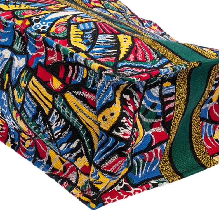 Pre Owned Dior Multicolor Embroidered Canvas Butterfly Book Tote