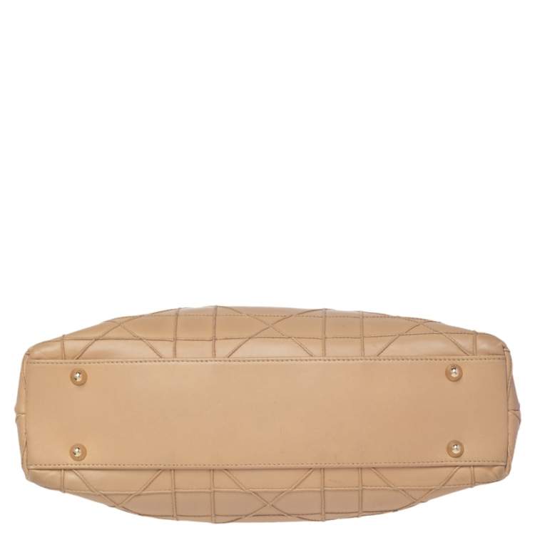 Pre Owned Dior Beige Cannage Leather Granville Chain Link Tote