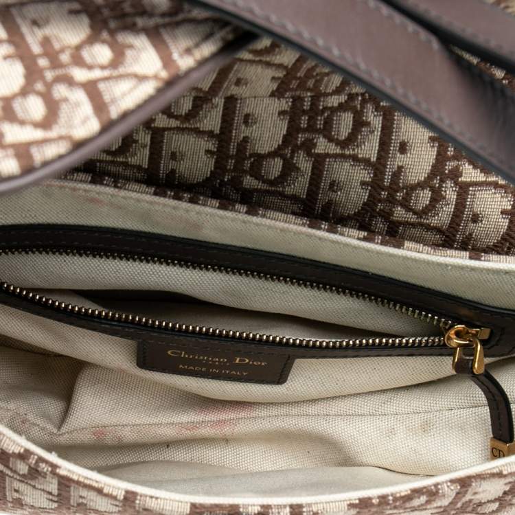 Pre Owned Dior Beige Oblique Canvas Saddle Bag