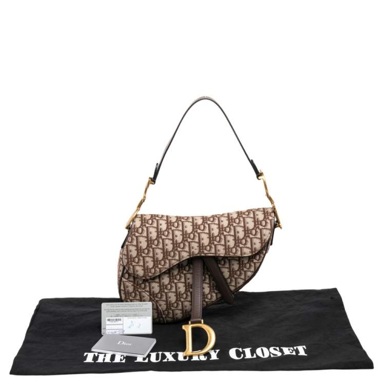 Pre Owned Dior Beige Oblique Canvas Saddle Bag