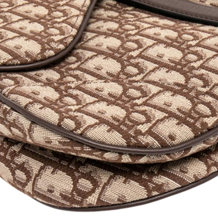 Pre Owned Dior Beige Oblique Canvas Saddle Bag