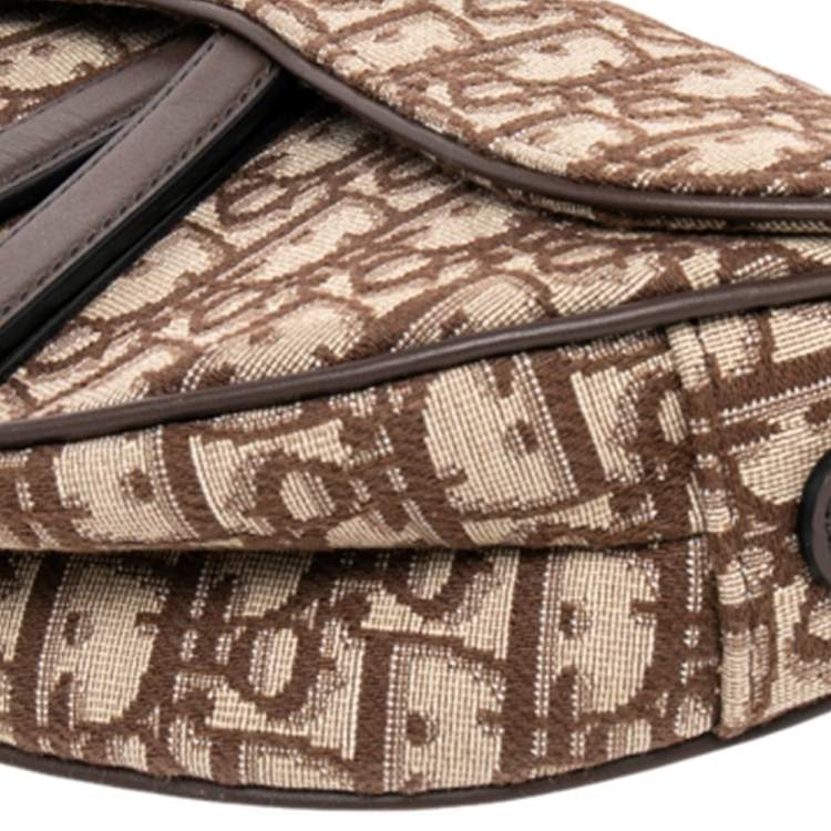 Pre Owned Dior Beige Oblique Canvas Saddle Bag
