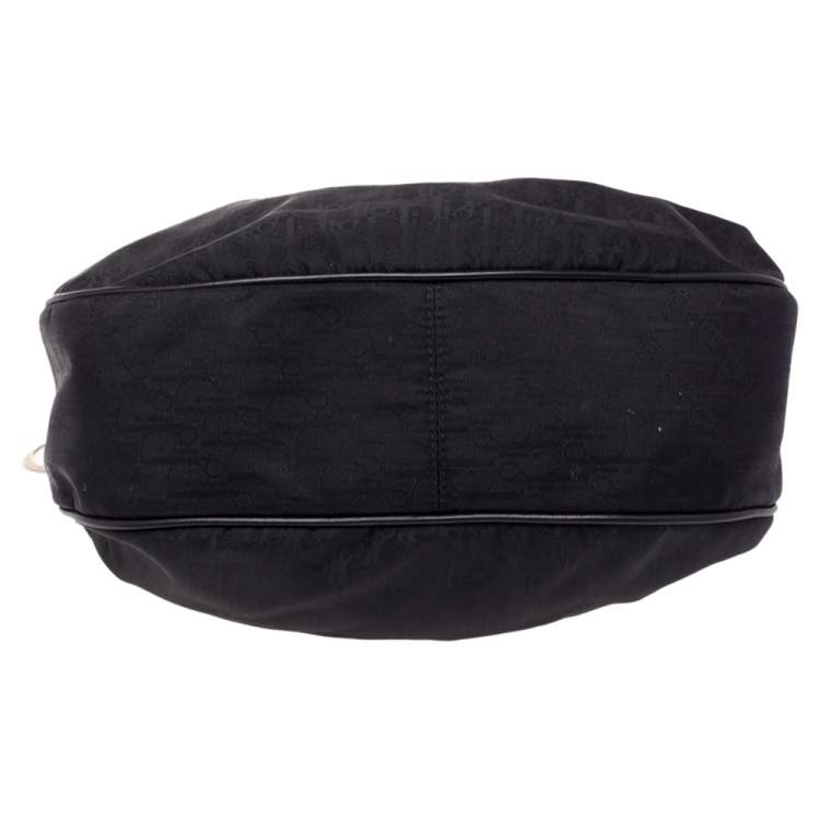 Pre Owned Dior Black Oblique Nylon and Leather Lovely Hobo