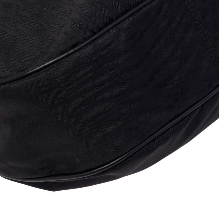 Pre Owned Dior Black Oblique Nylon and Leather Lovely Hobo