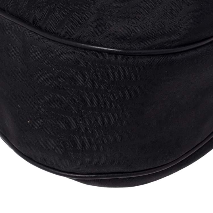 Pre Owned Dior Black Oblique Nylon and Leather Lovely Hobo