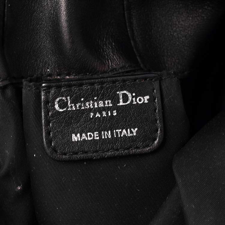 Pre Owned Dior Black Oblique Nylon and Leather Lovely Hobo