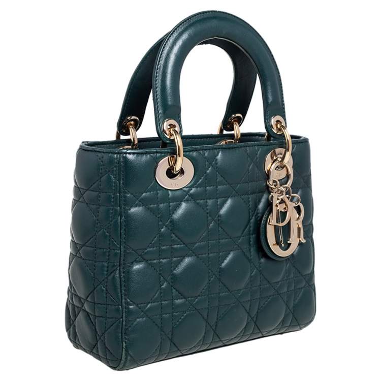 مملوكة مسبقًا Dior Green Cannage Leather Small My Lady Dior Tote