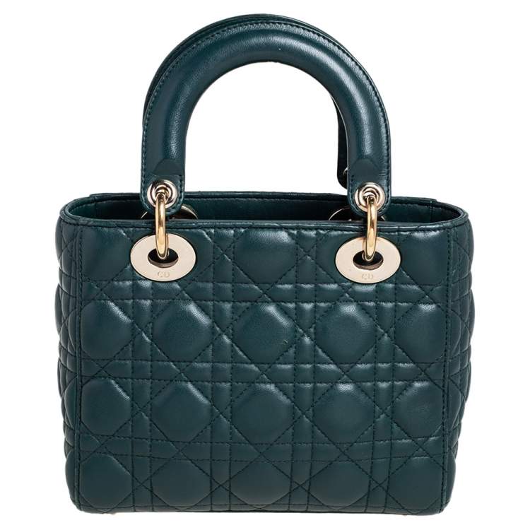 مملوكة مسبقًا Dior Green Cannage Leather Small My Lady Dior Tote