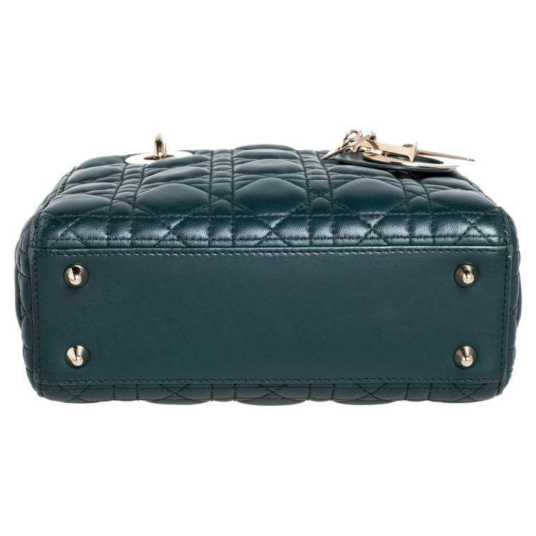 مملوكة مسبقًا Dior Green Cannage Leather Small My Lady Dior Tote