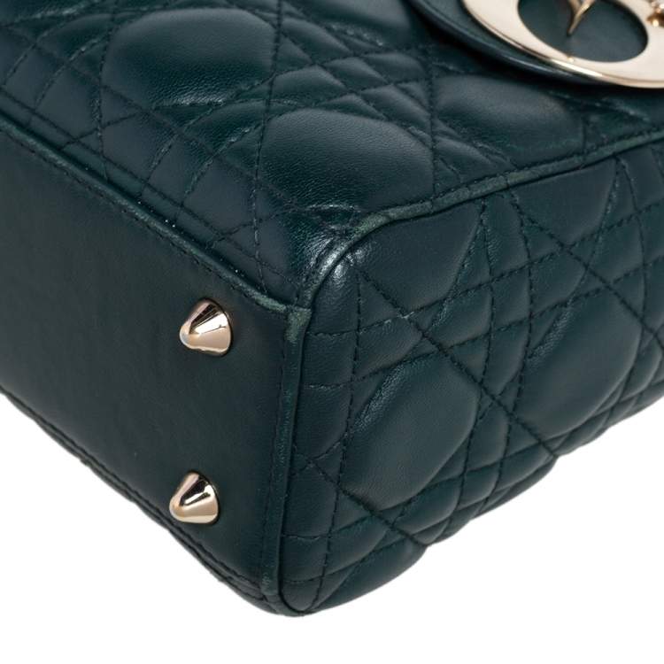مملوكة مسبقًا Dior Green Cannage Leather Small My Lady Dior Tote