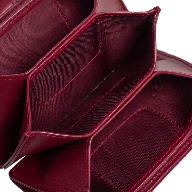 Pre Owned Dior Red Cannage Patent Leather Lady Dior Gusset Card Case