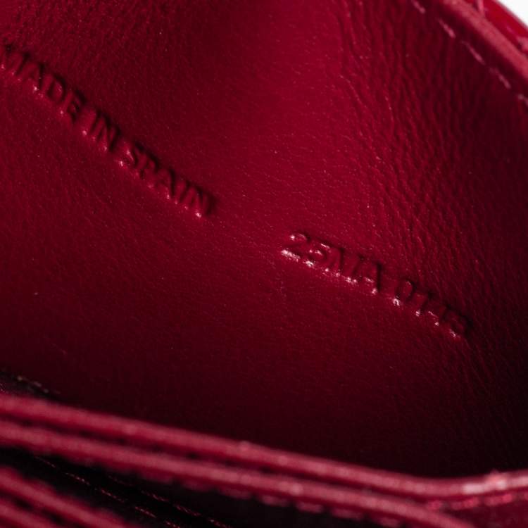 Pre Owned Dior Red Cannage Patent Leather Lady Dior Gusset Card Case
