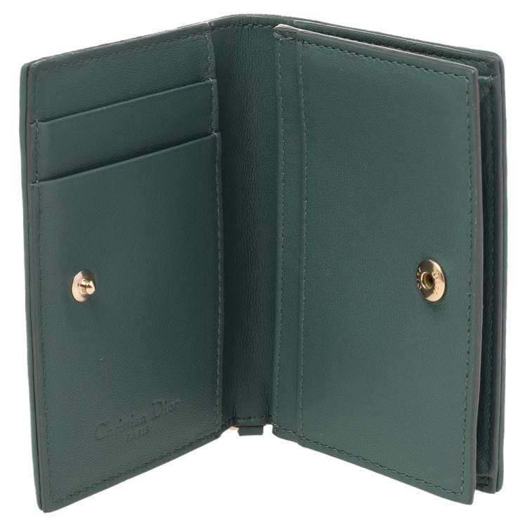 Pre Owned Dior Green Cannage Leather Mini Lady Dior Card Case